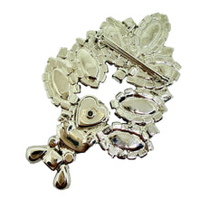 Load image into Gallery viewer, Vintage silver tone jewel red clear glass Christmas tree designer brooch
