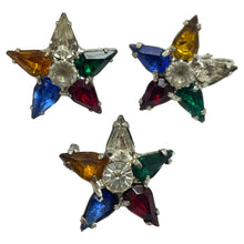 Load image into Gallery viewer, Vintage silver tone jewel rhinestone srar earrings brooch set
