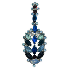 Load image into Gallery viewer, Vintage silver tone jewel sapphire topaz glass Christmas tree designer brooch
