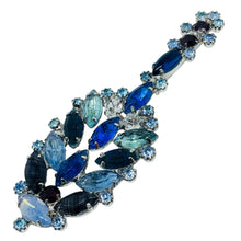 Load image into Gallery viewer, Vintage silver tone jewel sapphire topaz glass Christmas tree designer brooch
