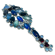 Load image into Gallery viewer, Vintage silver tone jewel sapphire topaz glass Christmas tree designer brooch
