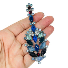 Load image into Gallery viewer, Vintage silver tone jewel sapphire topaz glass Christmas tree designer brooch
