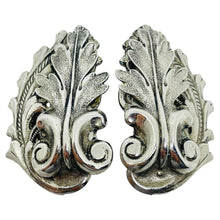 Load image into Gallery viewer, Vintage silver tone leafs designer clip on earrings
