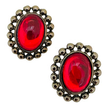 Load image into Gallery viewer, Vintage silver tone red glass post earrings
