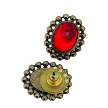 Load image into Gallery viewer, Vintage silver tone red glass post earrings
