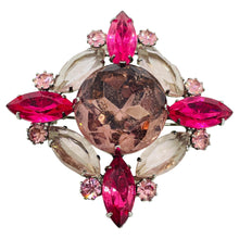 Load image into Gallery viewer, Vintage silver tone rhinestones designer brooch
