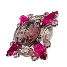 Load image into Gallery viewer, Vintage silver tone rhinestones designer brooch
