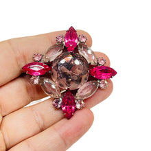 Load image into Gallery viewer, Vintage silver tone rhinestones designer brooch
