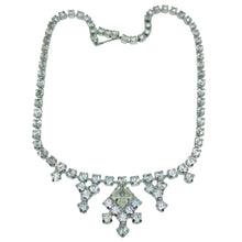 Load image into Gallery viewer, Vintage silver tone rhinestones designer necklace
