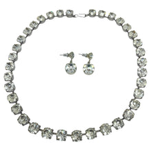 Load image into Gallery viewer, Vintage silver tone rhinestones designer necklace earrings set
