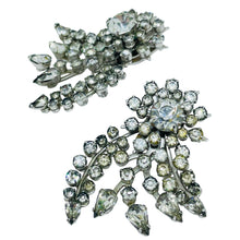 Load image into Gallery viewer, Vintage silver tone rhinestones ear climber designer clip on earrings
