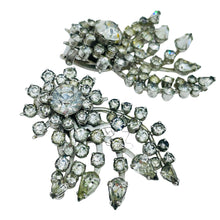 Load image into Gallery viewer, Vintage silver tone rhinestones ear climber designer clip on earrings
