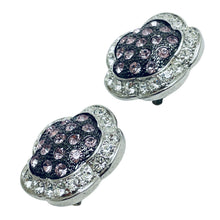 Load image into Gallery viewer, Vintage silver tone rhinestones flower designer clip on earrings
