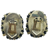 Load image into Gallery viewer, Vintage silver tone rhinestones glass beads designer runway clip on earrings
