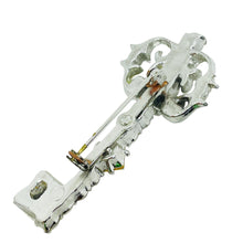 Load image into Gallery viewer, Vintage silver tone rhinestones key designer brooch
