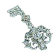 Load image into Gallery viewer, Vintage silver tone rhinestones key designer brooch
