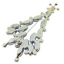 Load image into Gallery viewer, Vintage silver tone sapphire blue pink glass Christmas tree designer brooch

