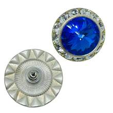 Load image into Gallery viewer, Vintage silver tone sapphire rivoli glass rhinestones designer post earrings

