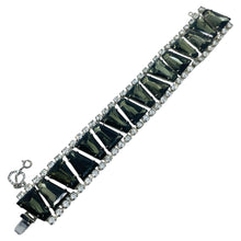 Load image into Gallery viewer, Vintage silver tone smokey glass designer link bracelet
