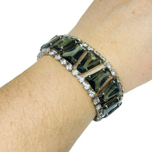 Load image into Gallery viewer, Vintage silver tone smokey glass designer link bracelet
