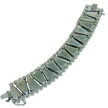 Load image into Gallery viewer, Vintage silver tone smokey glass designer link bracelet
