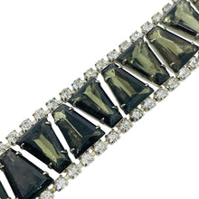 Load image into Gallery viewer, Vintage silver tone smokey glass designer link bracelet
