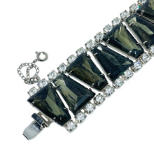 Load image into Gallery viewer, Vintage silver tone smokey glass designer link bracelet
