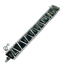 Load image into Gallery viewer, Vintage silver tone smokey glass designer link bracelet
