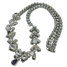 Load image into Gallery viewer, Vintage silver tone teardrop rhinestones designer necklace earrings set
