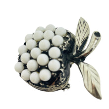 Load image into Gallery viewer, Vintage silver tone white lucite apple brooch
