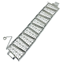 Load image into Gallery viewer, Vintage silver tone wide panel designer bracelet
