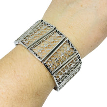 Load image into Gallery viewer, Vintage silver tone wide panel designer bracelet
