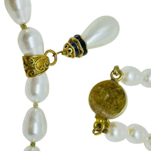 Load image into Gallery viewer, Vintage sterling silver 925 gold plated glass pearls designer necklace
