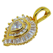 Load image into Gallery viewer, Vintage sterling silver 925 golds plated zirconia stones heart pendant enhancer
