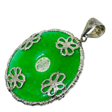 Load image into Gallery viewer, Vintage sterling silver 925 green jade pendant necklace
