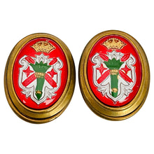 Load image into Gallery viewer, Vintage unique gold enamel glass designer clip on earrings
