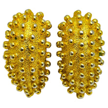 Load image into Gallery viewer, Vintage unsigned modernist hoop gold clip on earrings
