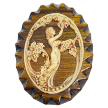 Load image into Gallery viewer, Vintage wood resin Greek goddess designer brooch
