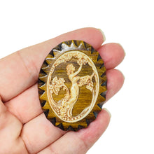 Load image into Gallery viewer, Vintage wood resin Greek goddess designer brooch
