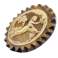 Load image into Gallery viewer, Vintage wood resin Greek goddess designer brooch
