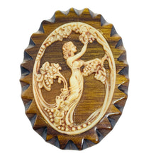 Load image into Gallery viewer, Vintage wood resin Greek goddess designer brooch
