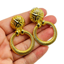Load image into Gallery viewer, Vintsge gold tone door knocker clip on earrings
