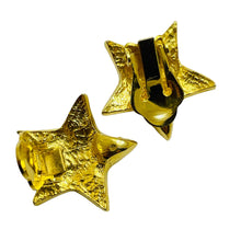 Load image into Gallery viewer, Vintsge gold tone enamel star clip on earrings
