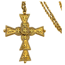 Load image into Gallery viewer, Vtg ART gold cross designer runway chain necklace

