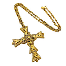 Load image into Gallery viewer, Vtg ART gold cross designer runway chain necklace
