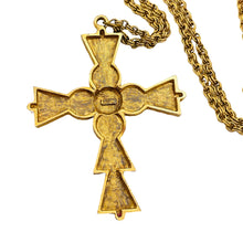 Load image into Gallery viewer, Vtg ART gold cross designer runway chain necklace
