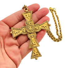 Load image into Gallery viewer, Vtg ART gold cross designer runway chain necklace
