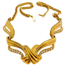 Load image into Gallery viewer, Vtg AVON gold rhinestone chain necklace designer runway
