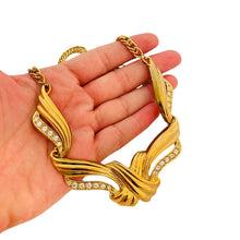 Load image into Gallery viewer, Vtg AVON gold rhinestone chain necklace designer runway

