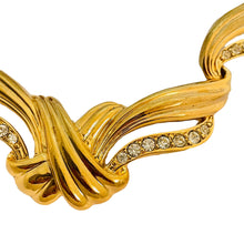Load image into Gallery viewer, Vtg AVON gold rhinestone chain necklace designer runway
